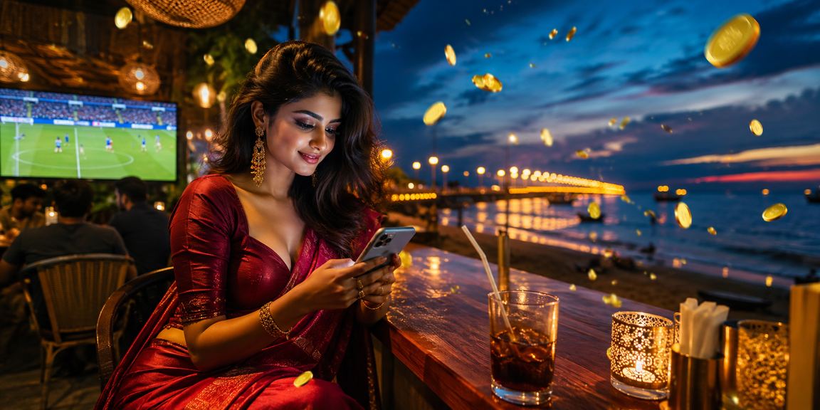 কক্সবাজার সমুদ্র সৈকতে মোবাইলে স্পোর্টস বেটিং উপভোগ করছেন একজন খেলোয়াড়