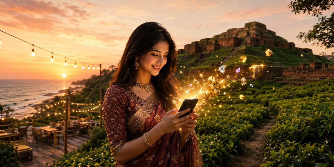 A user playing casino games on mobile at a tea garden in Cox's Bazar