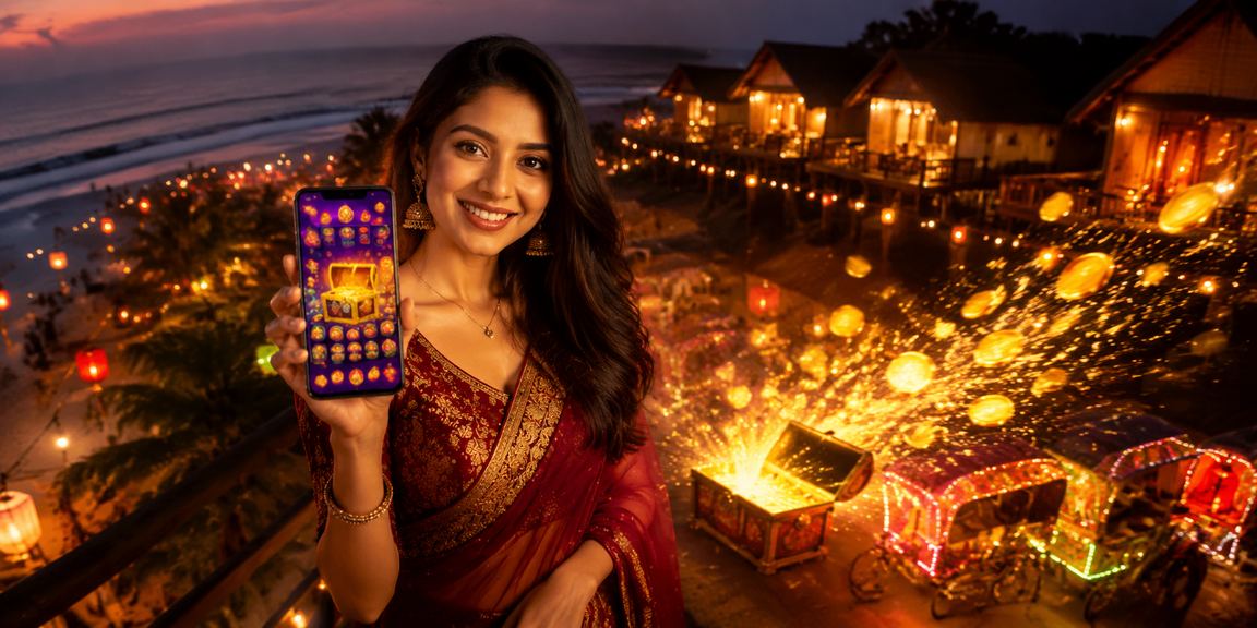 A user at a night market in Dhaka playing games with a deposit bonus